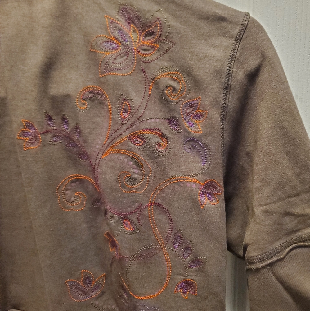 Embroidered zip up EB ss jacket